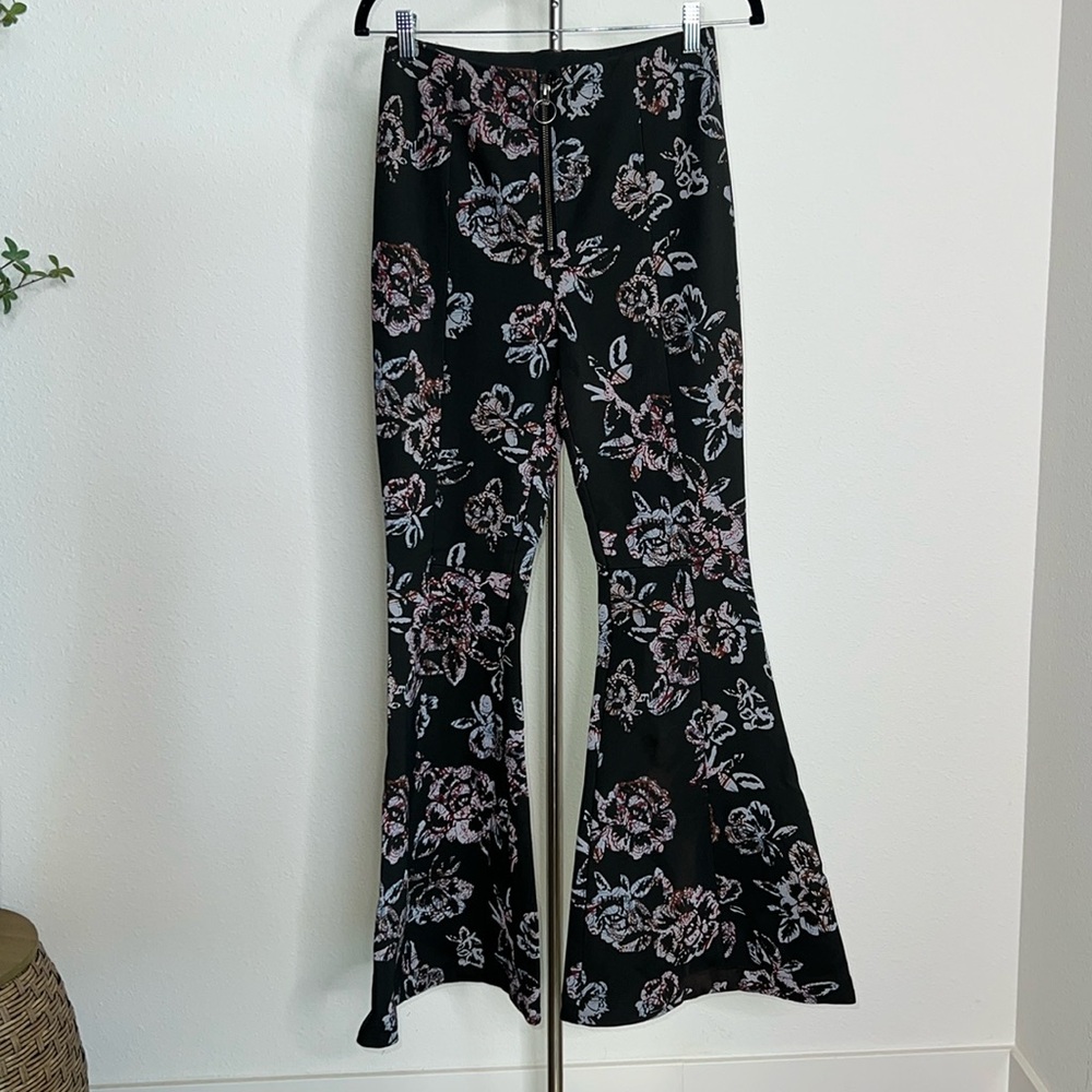 Free People Born to Be Wild Floral Bell Bottom Pants